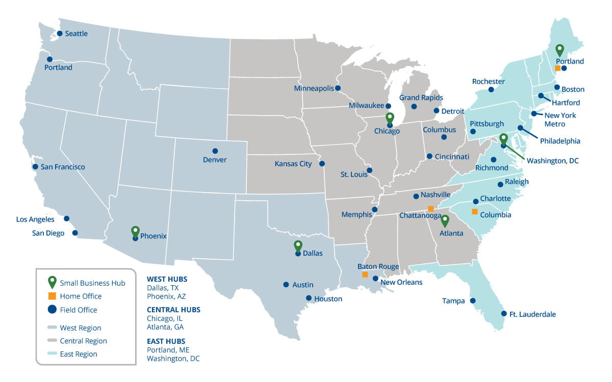 Map of Unum Group Field Offices